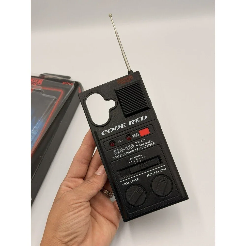 Netflix Stranger Things Code Red Walkie Talkie iPhone 17 Phone Case Black Red